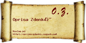 Oprisa Zdenkó névjegykártya